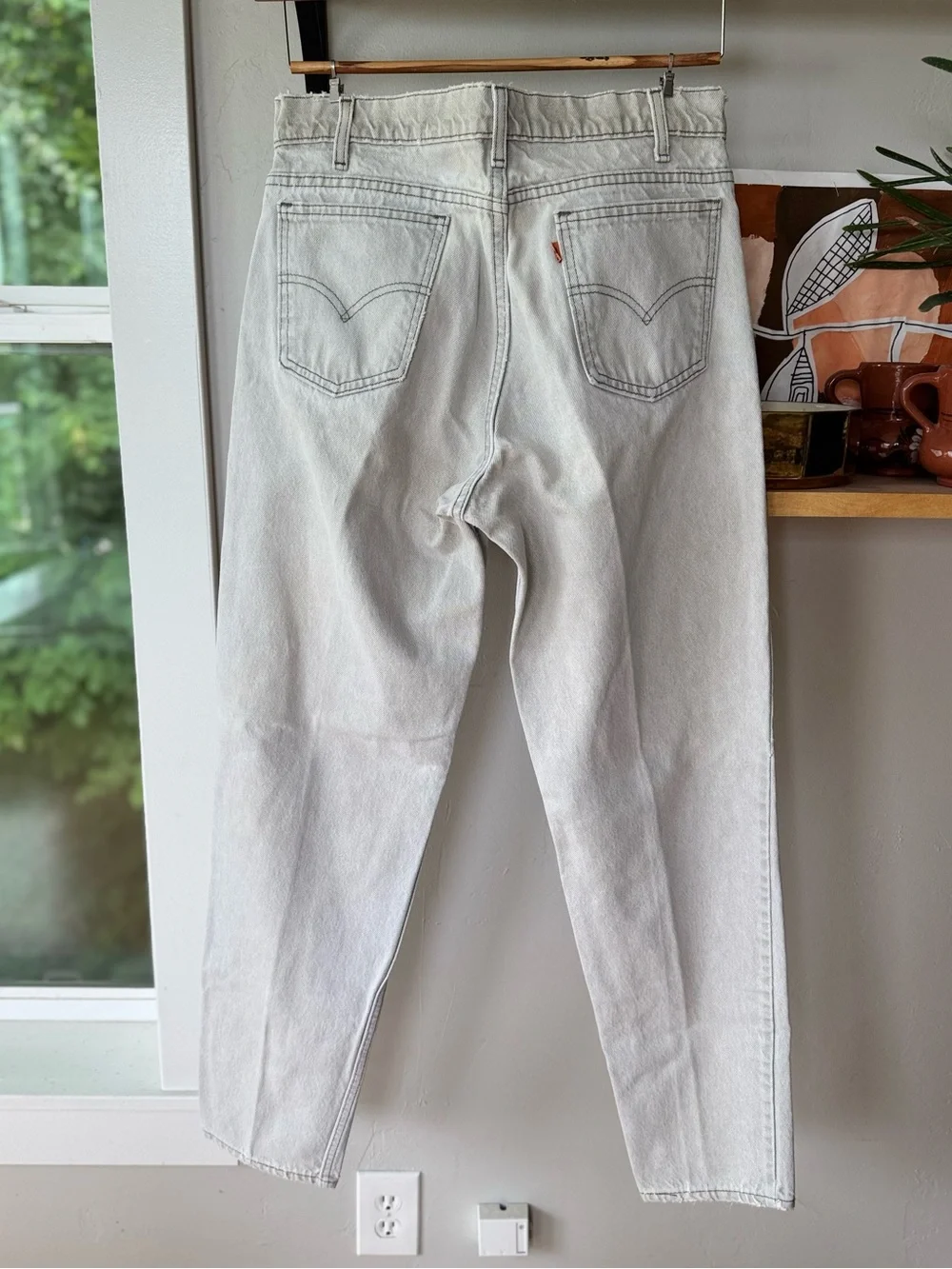 Vintage Orange Tab Levi’s 550 Relaxed Fit Tapered Gray Wash Denim Jeans 33 x 32